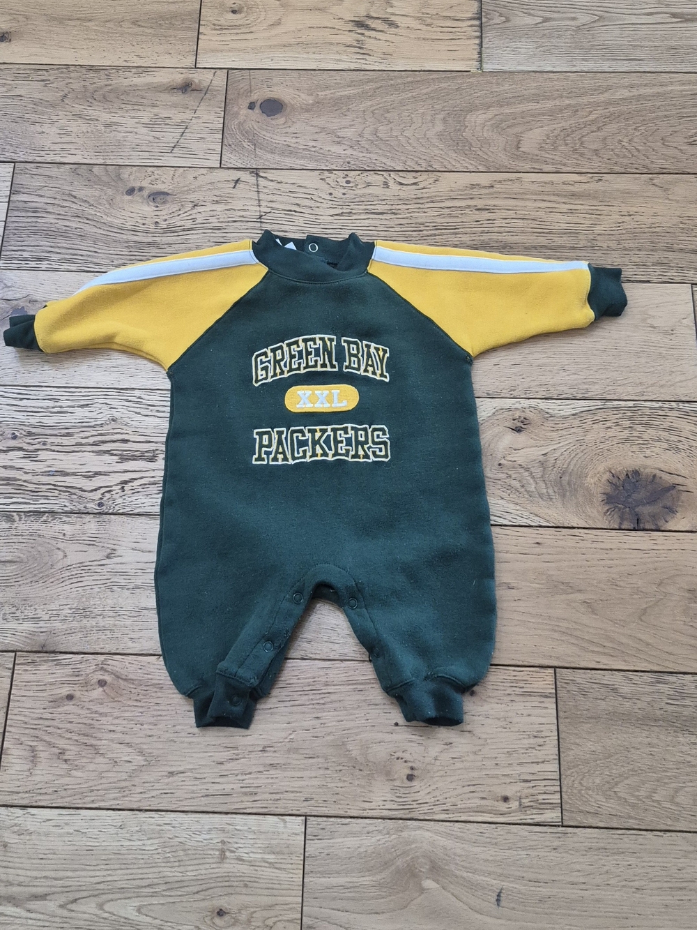 Vintage Green Bay Packers Baby One-Piece Romper in Green and Yellow 3/6 Months